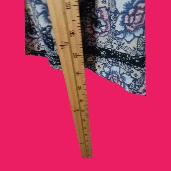 Style & co printed split neck peasant top size PS blue tang sand - Picture 7 of 11